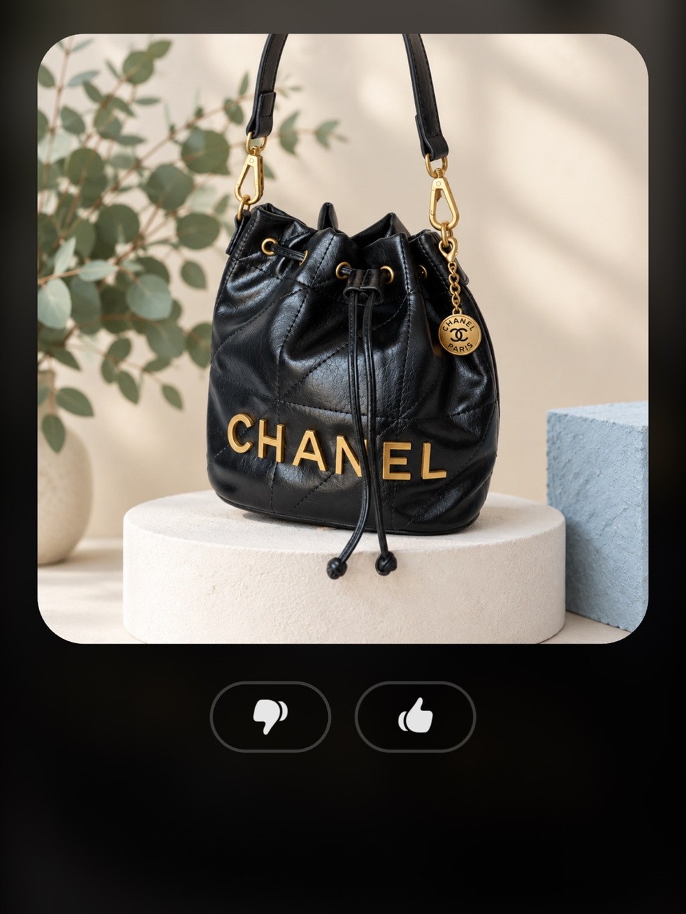 CHANEL VIP Beauty Products Quilted Leather Logo Bucket Bag.